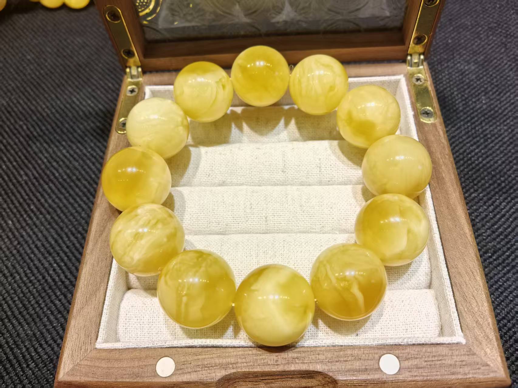 盈石纪蜜蜡手串天然俄料男女款单圈蜜蜡系列保真一物一证款式齐全
